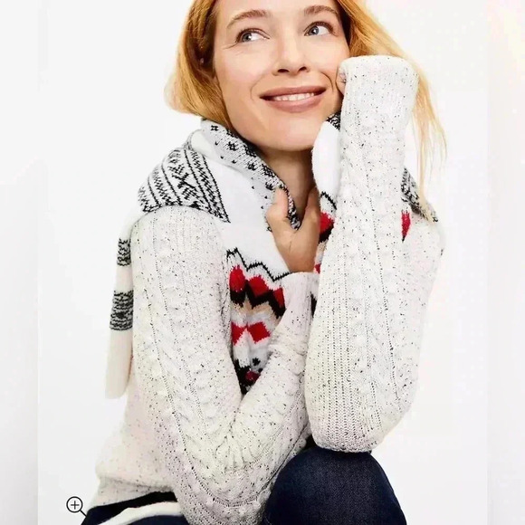 LOFT Flecked Bobble Sleeve Sweater Size Medium NWT - Picture 2 of 13